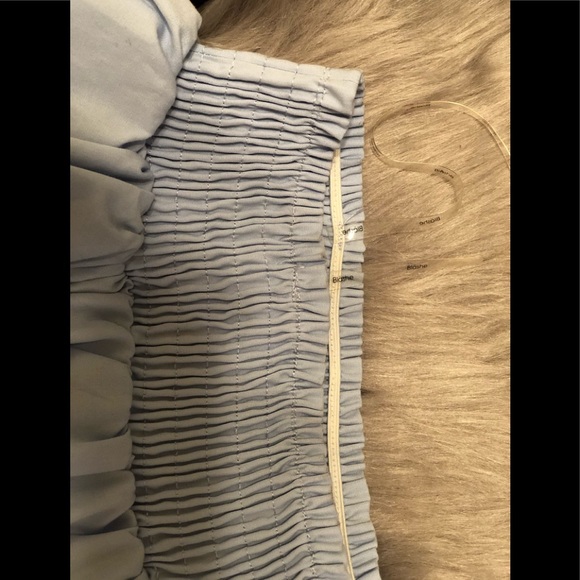 pastel blue off shoulder dress with sleeves - Picture 4 of 5